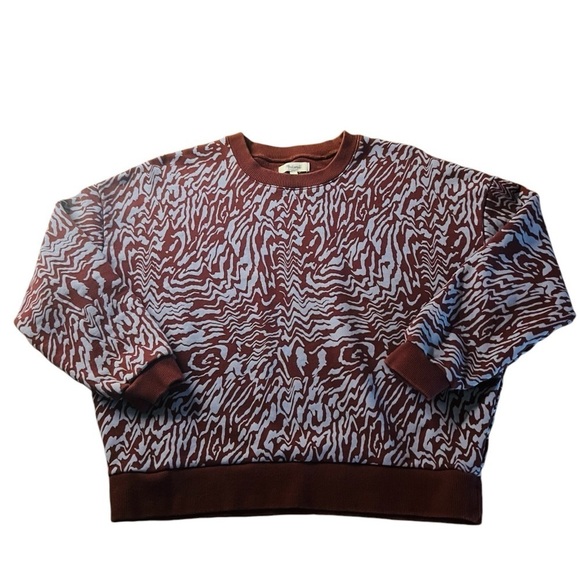 MADEWELL WOMEN’S PURPLE OVERSIZED SWEATSHIRT SIZE SMALL WITH ABSTRACT PATTERN - Picture 11 of 11